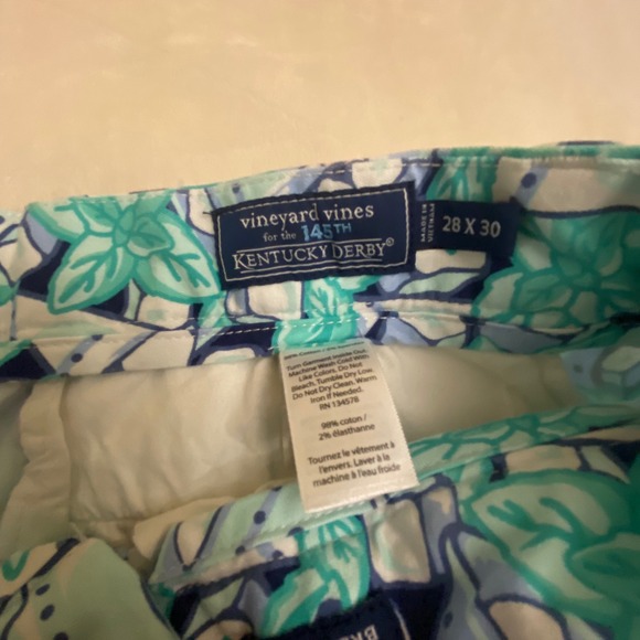 Vineyard Vines 145th Kentucky Derby Mint Julep Print Pants Mens 28x30 Chinos - Picture 3 of 9
